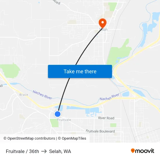 Fruitvale / 36th to Selah, WA map