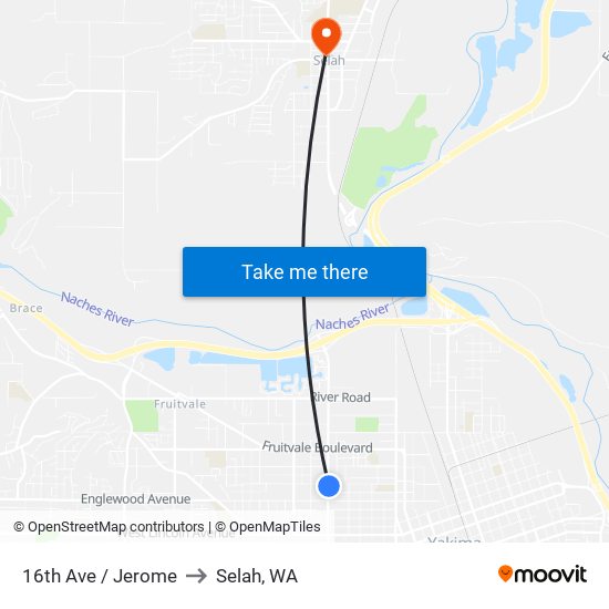 16th Ave / Jerome to Selah, WA map