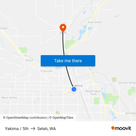 Yakima / 5th to Selah, WA map