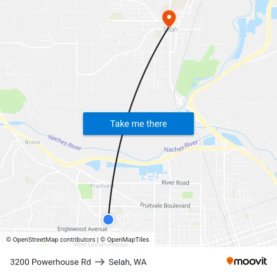 3200 Powerhouse Rd to Selah, WA map