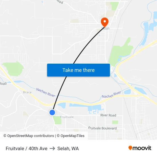 Fruitvale / 40th Ave to Selah, WA map