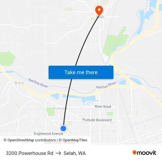 3200 Powerhouse Rd to Selah, WA map