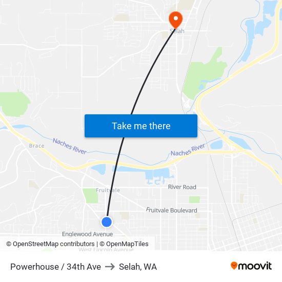 Powerhouse / 34th Ave to Selah, WA map