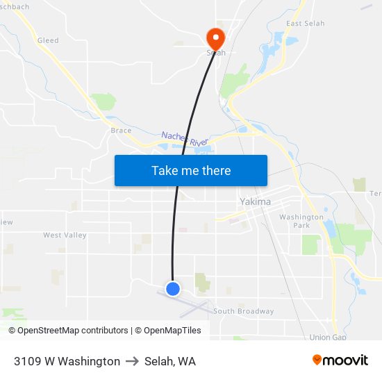 3109 W Washington to Selah, WA map