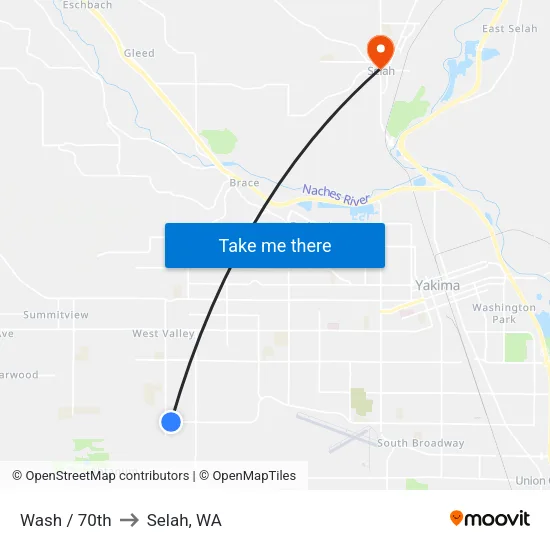 Wash / 70th to Selah, WA map