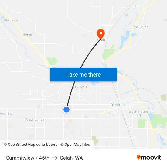 Summitview / 46th to Selah, WA map