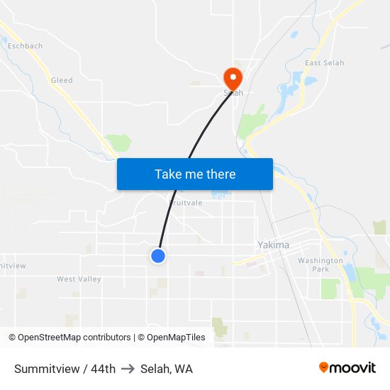 Summitview / 44th to Selah, WA map