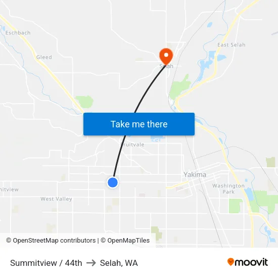 Summitview / 44th to Selah, WA map