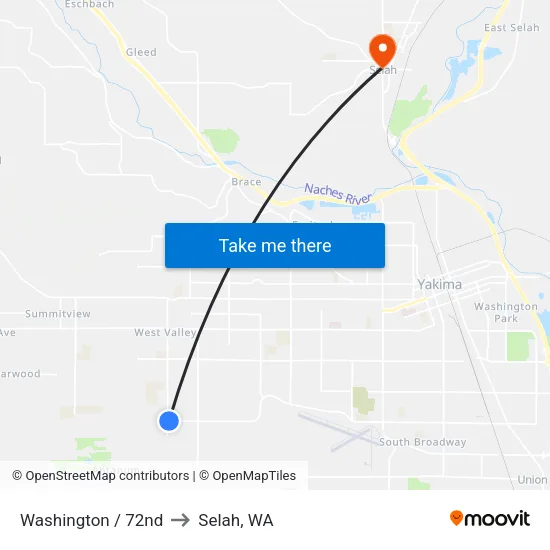 Washington / 72nd to Selah, WA map