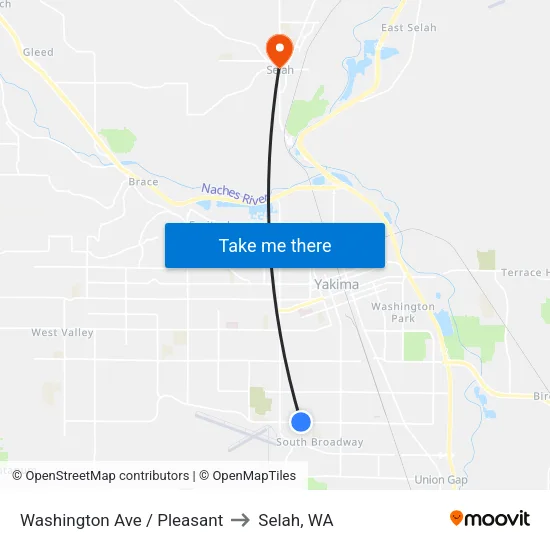Washington Ave / Pleasant to Selah, WA map