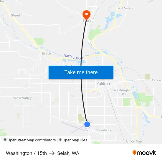Washington / 15th to Selah, WA map