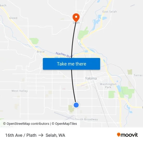 16th Ave / Plath to Selah, WA map