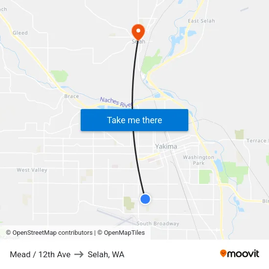 Mead / 12th Ave to Selah, WA map