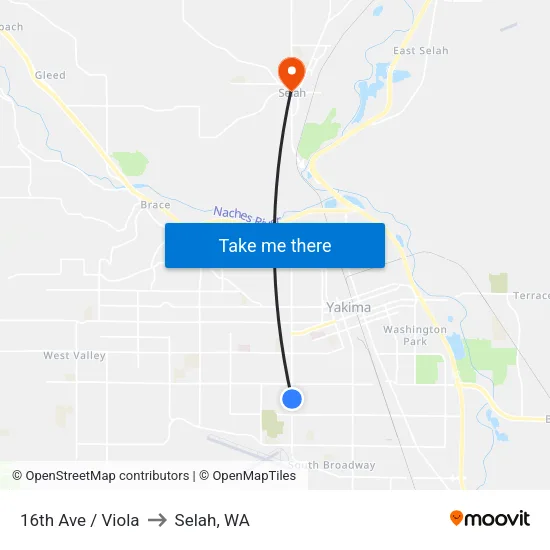 16th Ave / Viola to Selah, WA map