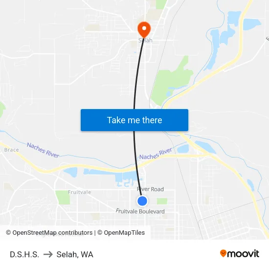 D.S.H.S. to Selah, WA map