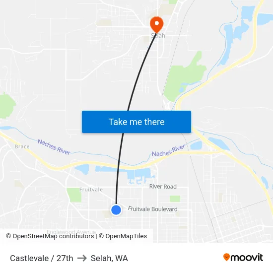 Castlevale / 27th to Selah, WA map