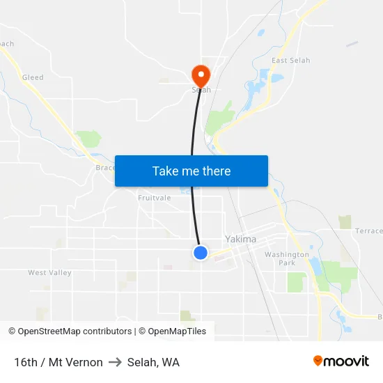 16th / Mt Vernon to Selah, WA map