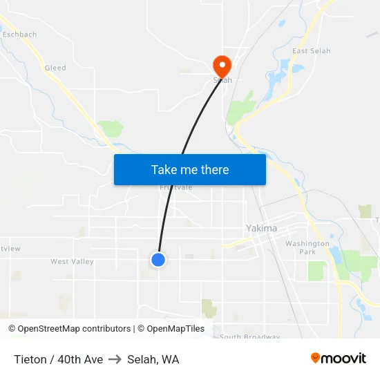 Tieton / 40th Ave to Selah, WA map
