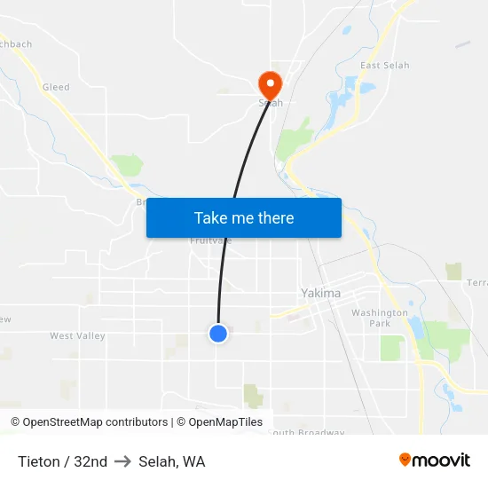Tieton / 32nd to Selah, WA map