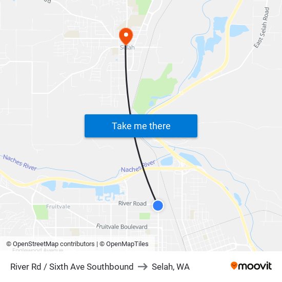 River Rd / Sixth Ave Southbound to Selah, WA map