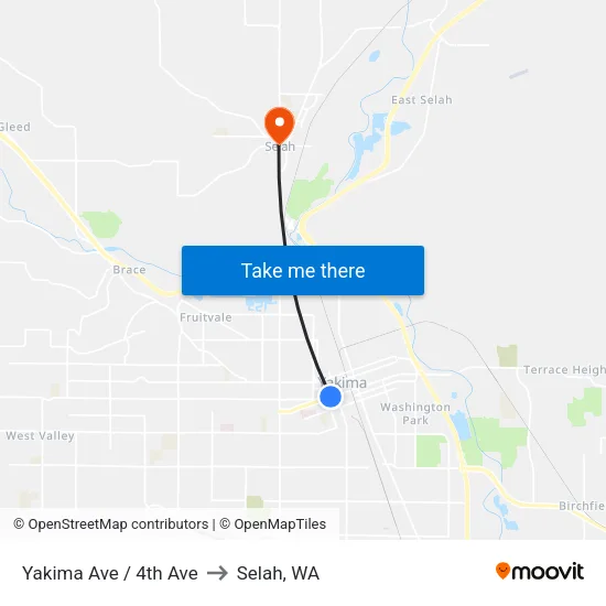 Yakima Ave / 4th Ave to Selah, WA map