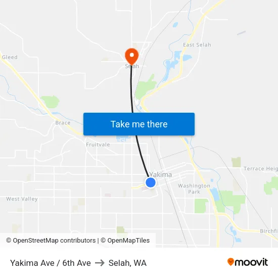 Yakima Ave / 6th Ave to Selah, WA map