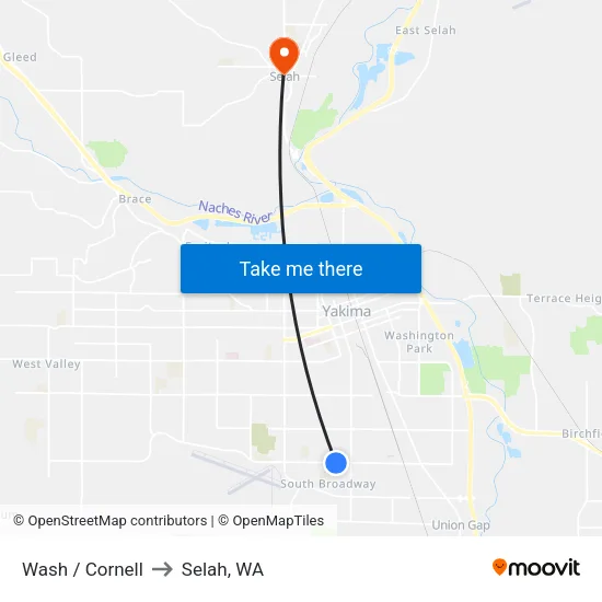 Wash / Cornell to Selah, WA map