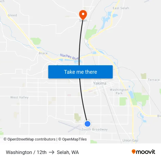 Washington / 12th to Selah, WA map