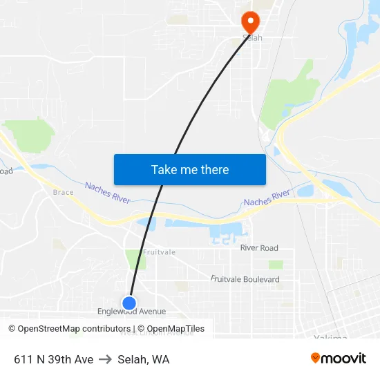 611 N 39th Ave to Selah, WA map