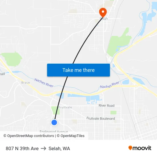807 N 39th Ave to Selah, WA map