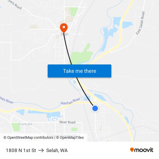 1808 N 1st St to Selah, WA map