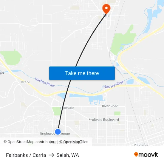 Fairbanks / Carria to Selah, WA map