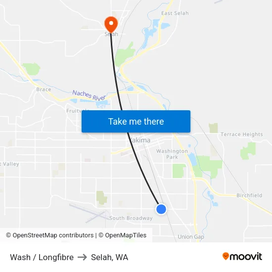Wash / Longfibre to Selah, WA map