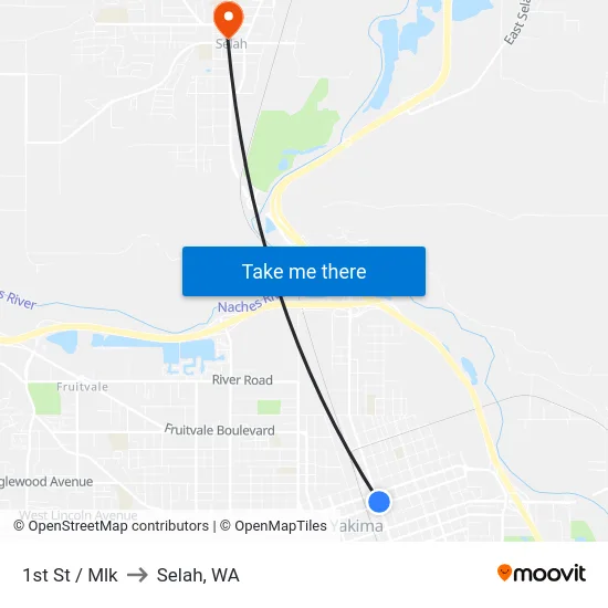 1st St / Mlk to Selah, WA map