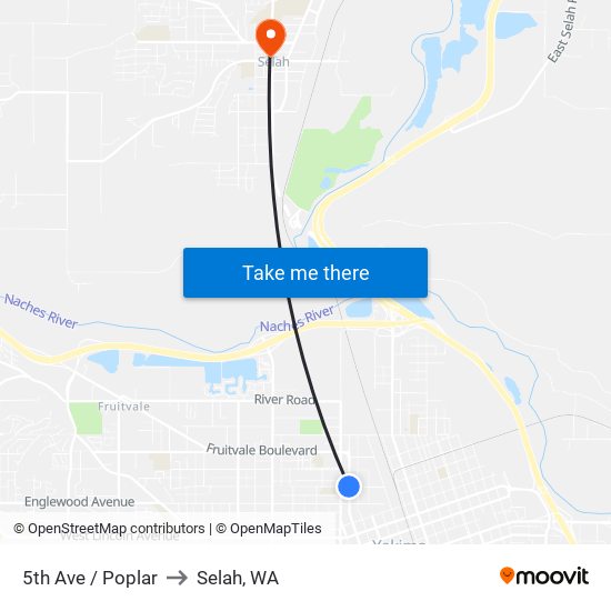 5th Ave / Poplar to Selah, WA map