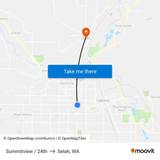 Summitview / 24th to Selah, WA map