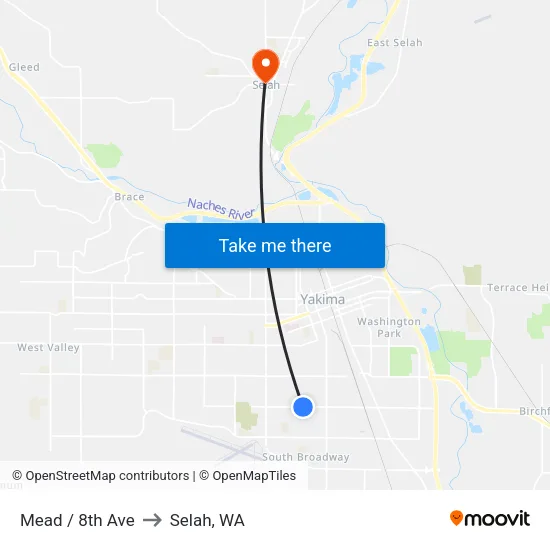 Mead / 8th Ave to Selah, WA map