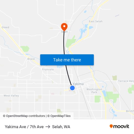 Yakima Ave / 7th Ave to Selah, WA map