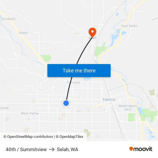 40th / Summitview to Selah, WA map