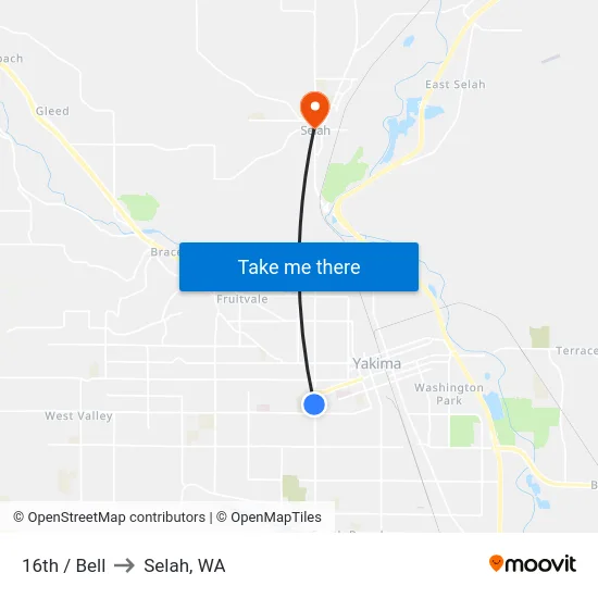 16th / Bell to Selah, WA map