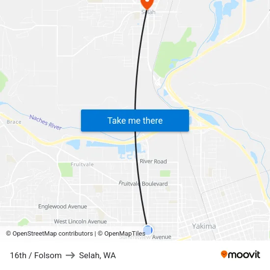 16th / Folsom to Selah, WA map