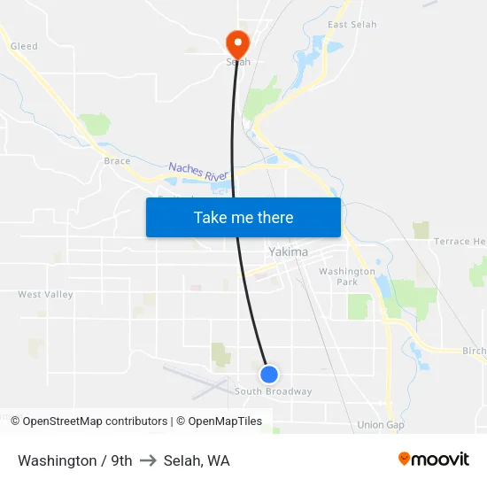 Washington / 9th to Selah, WA map