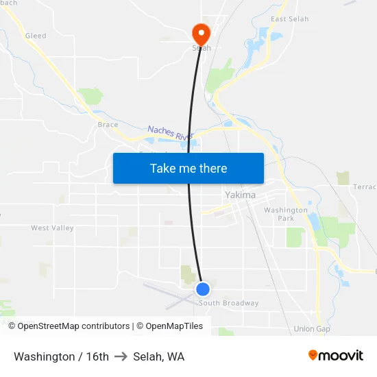 Washington / 16th to Selah, WA map