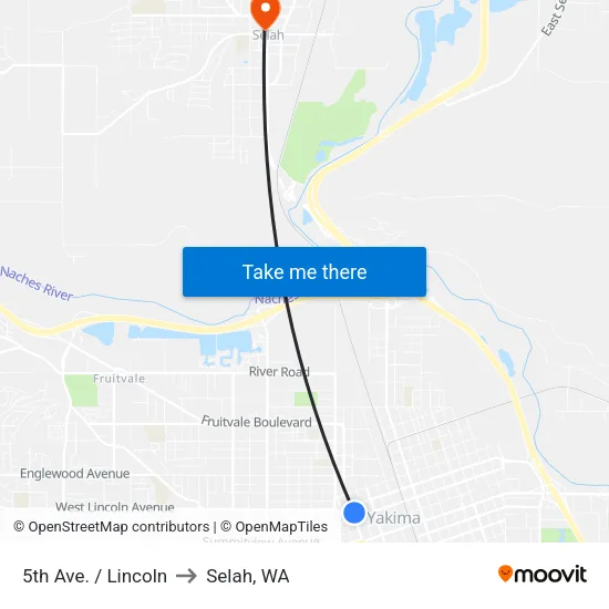 5th Ave. / Lincoln to Selah, WA map