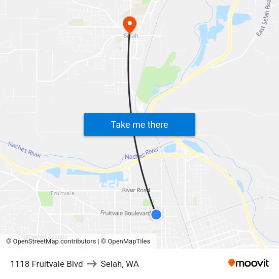 1118 Fruitvale Blvd to Selah, WA map