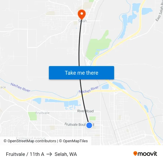 Fruitvale / 11th A to Selah, WA map
