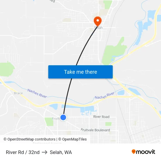 River Rd / 32nd to Selah, WA map
