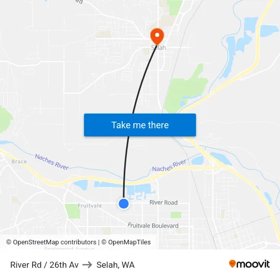 River Rd / 26th Av to Selah, WA map