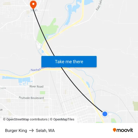Burger King to Selah, WA map