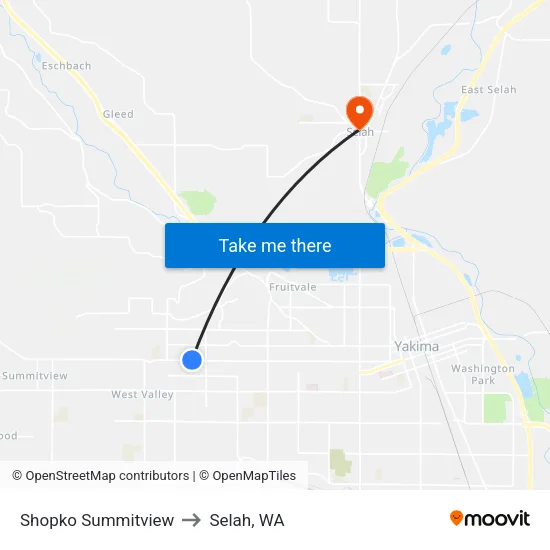 Shopko Summitview to Selah, WA map